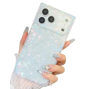 KERZZIL Elegent Pearl Pattern Compatible with iPhone Rectangle Edge Case, Slim Soft TPU Silicone Protective Bumper Cases Cover(Colorful Pearl,17 Pro)