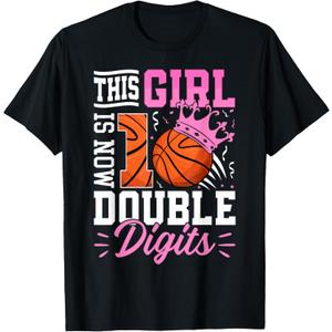 This Girl Now 10 Double Digits Basketball 10 Year Birthday T-Shirt, Size S