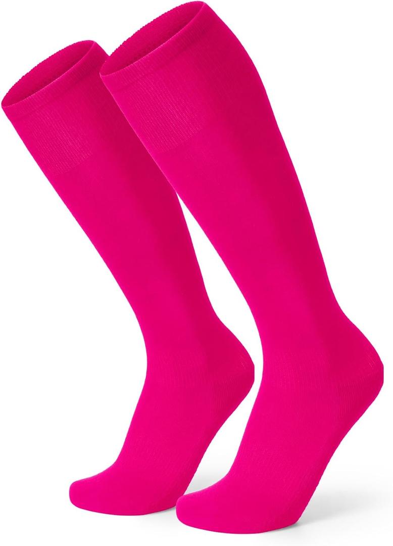 XZQTIVE Baseball Soccer Softball Socks for Youth Adult Solid Colors Socks for Boy Girl (Medium, Pink)