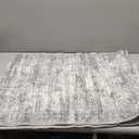 2x5 Rug Runner Washable for Entryway, Soft Bathroom Rugs with Non-Slip Backing, Abstract Low Pile Hallway Runner, Vintage Small Kitchen Carpet for Stair, Laundry Room(2'x5', Grey/Ivory)