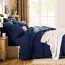 CozyLux Full Size Comforter Sets Navy Blue - 7 Pieces Bed in a Bag Full, Oeko-Tex Certified Bed Set, All Season Soft Bedding Set with Down Alternative Comforter, Sheets, Pillowcases & Pillow Shams