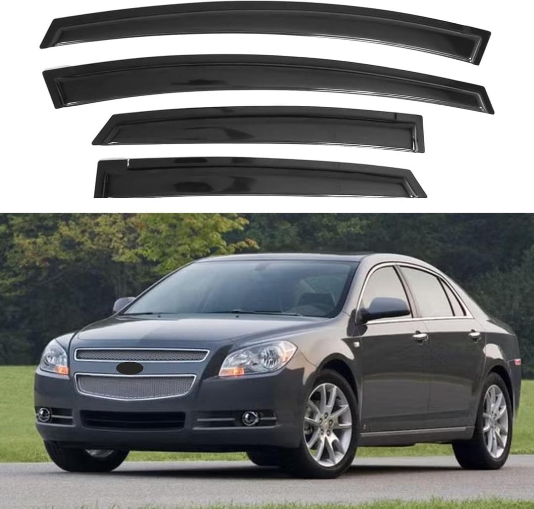 IG Window Visors Fit for 2008-2012 Chevrolet Malibu, Out-Channel Rain Guards Vent Wind Deflectors 4PC, Car Accessories for 08-12 Chevy Malibu