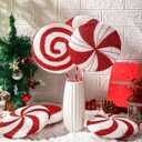 15.75'' Large Glitter Candy Christmas Decorations Giant Lollipop Candy Decorations with Sticks Red and White Peppermint Xmas Decor for Christmas Tree Ornaments Holiday, 6 Styles