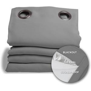 Moondream DecibelControl 3-in-1 Soundproof Curtain | Noise Reduction | Thermal Insulation | 100% Blackout | Patented Technology | Made in Europe | Grommet | 55" W x 63" L | Grey - Cloud MC09