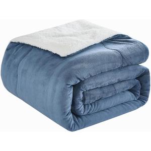 CHOSHOME Sherpa Fleece Blanket- Thick Warm Blanket for Winter, Soft Fuzzy Plush Blanket for Bed, Couch, Travel (Navy Blue, Cal King 96" x 102")