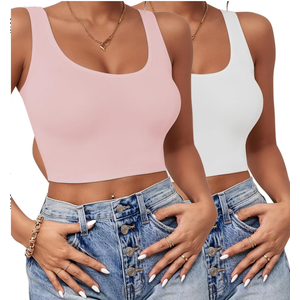 2PCS Crop Tank Tops for Women, Racerback Tank Top for Women Trendy Medium