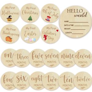 Baby Monthly Milestone Cards - My First Holiday Milestone | Baby Announcement Sign & Celebration Board | Hello World Sign | Milestone Photo Cards | Perfect Newborn Gift & Keepsake