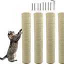 4 Pcs Cat Scratching Post Replacement,15.7"x3.1''Natural Sisal Cat Tree Post Replace Parts for Indoor Cats Tower Repair Scratch Refill Poles with M8 Screws for Kitten Spare Furniture Accessories
