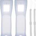 2X Wii Silicone Case Cover with Wrist Strap for Wii Remote Controller (White)