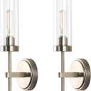 WILON Bathroom Wall Sconces Set of 2, Brushed Nickel Vanity Lights for Bathroom, Indoor Wall Light Fixtures with Clear Glass Shades, Wall Lamp for Mirror Bedroom Living Room Bedside Hallway