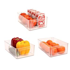 MVOVM Refrigerator Organizer Bins 3 Pack Fridge Organizers with Handles Clear Freezer Storage Containers for Pantry, Cabinets,Shelves, Drawer – Plastic Kitchen Organizers