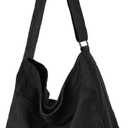 KAMEILONG Canvas Crossbody Shoulder Bag Casual Hobo Bag Travel Tote Bag Messenger Bags Cute Large Purse for Women (Black)