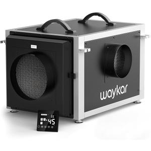 Waykar 158 Pints Crawl Space Dehumidifier with Remote Control up to 6,500 sq. ft., Dual Duct HVAC Commercial Whole-House Dehumidifier for Basement, Industry Water Damage Unit - 5-Year Quality Coverage