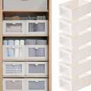 Linen Closet Organizers And Storage, 6 Pack Closet Storage Bins Linen Closet Baskets for Closet Organization Foldable Closet Organizer Bins with Clear Window For Organizing Clothing, Jeans, Shelves