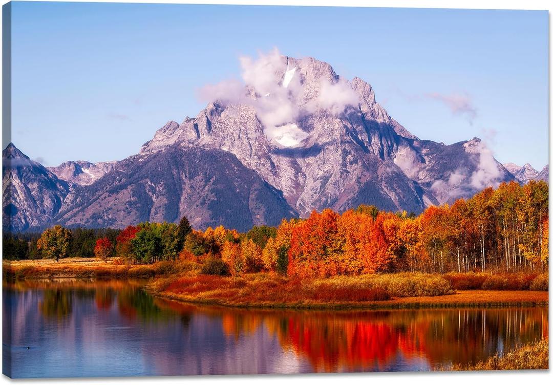 YIOZHAOFH Nature Wall Art for Office Landscape Wall Decor Mountains Pictures Teton Canvas Wall Hanging for Living Room 20X30