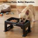 ZOMISIA 3-in-1 Raised Dog Bowl - 6 Height Adjustable Elevated Dog Bowls, Double Deck Design Mess Proof, Feeding Station with 2L No Spill Stainless Steel Bowls & Licking Plate for Medium Large Pets