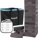 Juegoal 54 Piece Giant Tumble Tower Grey for Adult Kids Family, Wooden Block Stacking Game with Gameboard & Canvas Bag, Outdoor Games for Backyard Lawn Party Playing, 6.9 x 6.9 x 24 Inches,X-Large