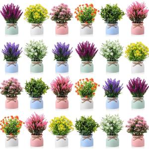 Cindeer 24 Pcs Large Artificial Potted Flowers Fake Potted Plants for Home