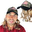 Watt's Wigs - Mullet Hat with Hair - Hillbilly Camo Trucker Cap with Wig - Fits Kids and Adults (Brown)
