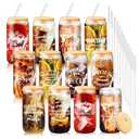 BHHQHH 12 Sets Employee Appreciation Gifts Team Thank You Gifts for Staff Coworker Inspirational and Motivational Glass Cups 16 oz Can Shaped Beer Glass with Lids Straws Brushes