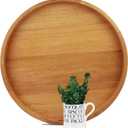 20 Inches Extra Large Round Teak Wood Ottoman Tray with Handles, Serve Tea, Coffee Classic Wooden Decorative Serving Tray