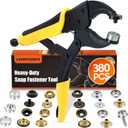 Heavy Duty Snap Fastener Tool, Snap Setter Tool with 100 Sets 4 Color Boat Cover Snaps, Snap Repair Kit, Repairing Boat Covers, Canvas, Fabric, Tarps (Yellow)