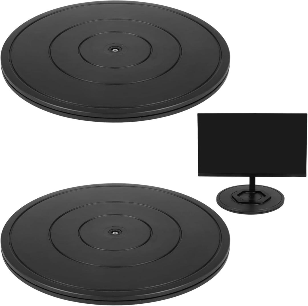 2 Pcs Lazy Susans, 16" Turntable Rotating Swivel Stands with Steel Ball Bearings, Heavy Duty Plastic Swivel Bases, Double-Sided Rotating Flat Stands for Arts, Monitor, Crafts, TV