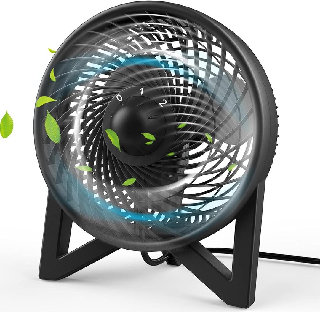 DR.PREPARE Quiet Desk Fan, 8 Inch Powerful Table Fan, Small Bedside Fan with 2 Speeds, Portable Personal Cooling Fan for Bedroom Sleeping Tabletop Office Home Kitchen Camping, Black