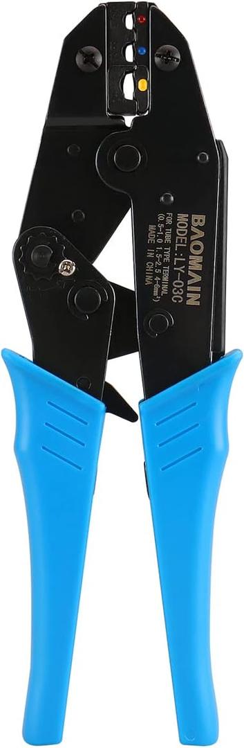 Baomain Ratchet Crimper Plier LY-03C Insulated Terminals Crimping Tools Use for 0.5-6 mm (20-10 AWG) Blue