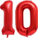 40 Inch Red 10 Number Balloons Giant 10 Balloons Red Birthday 10 Balloons 10th Birthday Anniversary Events Party Decorations Supplies