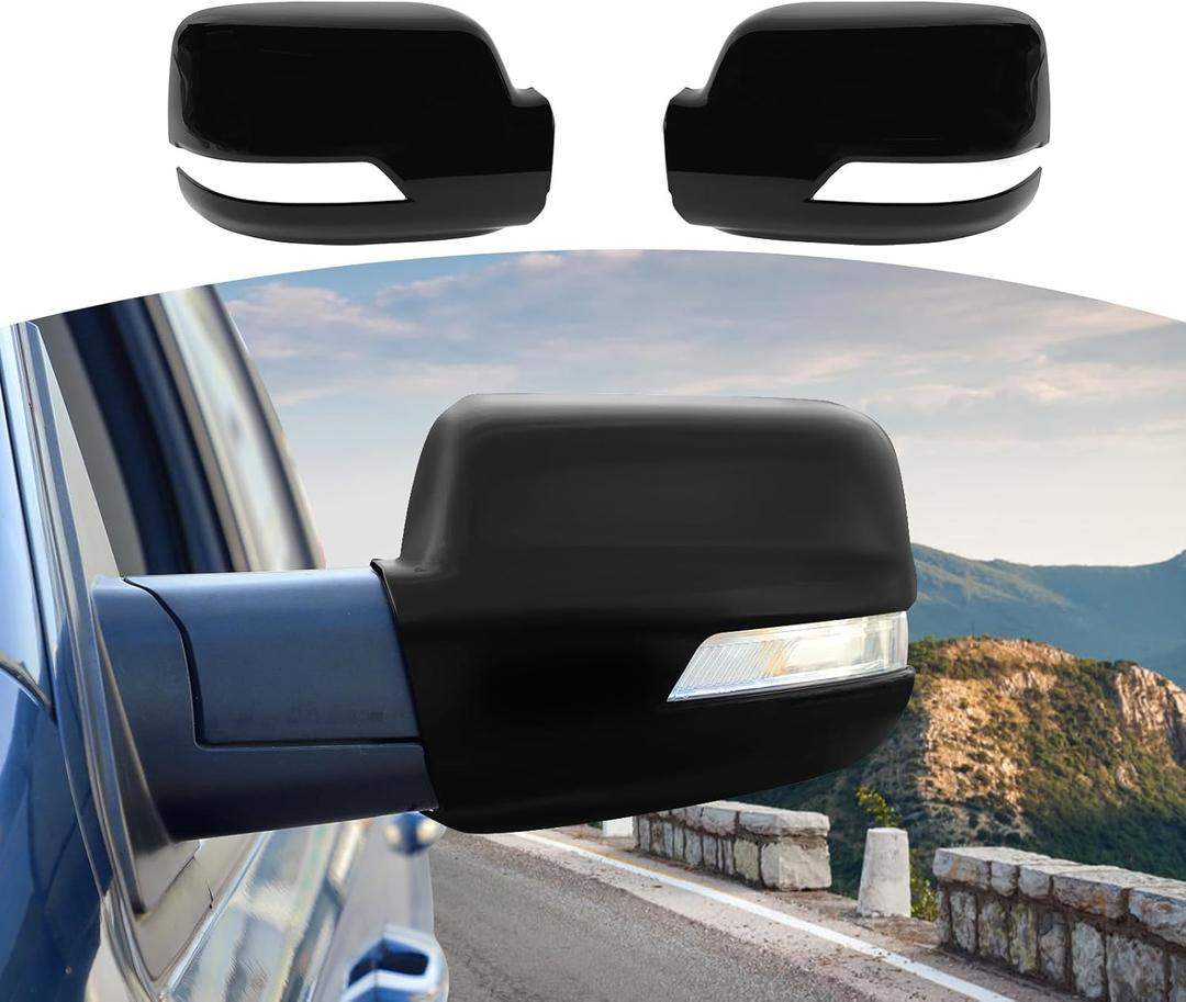 for RAM Sideview Mirror Cover Trim Fit for RAM 2018-Present Black Exterior Accessories 2pcs (Large)