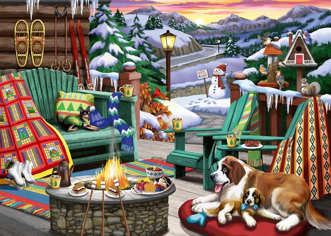 Ravensburger - Aprs All Day - 500 Piece Large Format Jigsaw Puzzle - Beautiful Depiction of The Ideal Front Porch in Winter - Frameable - Premium Quality - Puzzles for Adults