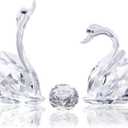YWHL 25th Anniversary Crystal Swan Gifts for Wife, 25 Year Wedding Anniversary for Couple, Swan Figurine with Silver Diamond, Romantic Gifts Birthday Gift for Her Him (Silver)