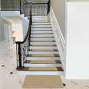 PURE ERA Bullnose Carpet Stair Treads Set Tape Free Non-Slip Indoor Stair Protectors Pet Friendly Rugs 9.5" x 30"(14 Pieces,Khaki Mini-Diamond Trellis), 14 Pieces with Bullnose