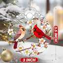 4 x Cardinal Ornament  Christmas Decoration & Christmas Ornament; Stained Glass Holiday Decoration (Holiday Present, Bauble Present, Gift Idea, Gift Exchange) | Heirloom Keepsakes