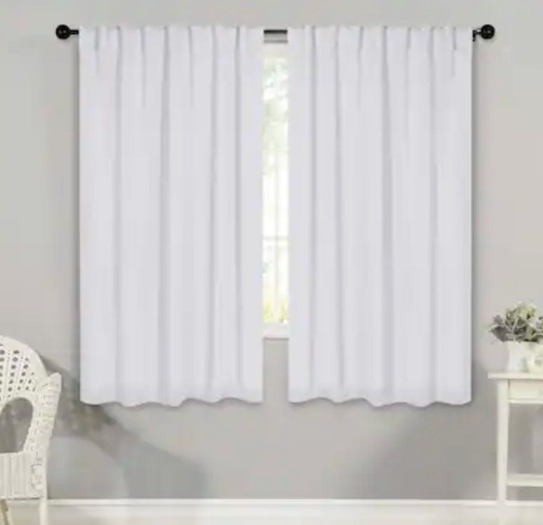 Curtains 40 Inch Length for Small Window, 100% Blackout Thermal Insulated Full Room Darkening Rod Pocket Back Tab Curtains for Bedroom Kitchen, 2 Panels, 42 x 40 Inch,  White