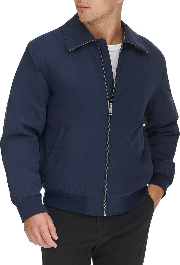 Dockers Men's Micro Twill Golf Bomber Jacket (Standard and Big & Tall) (Navy Filled), S 