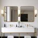 ANDY STAR 40x36 Inch Gold Bathroom Mirror, Brushed Gold Mirrors for Wall in Anti-Rust SUS304 Tube Metal Frame, Rounded Rectangle Mirrors 1’’ Deep Wall Mounted Vertically/Horizontal for Bathroom