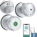 Fingerprint Door Lock-Smart Door Knob with Passcode Keypad-Finger Print Door Knob, App ControlAuto LockPrivacy Mode - Ideal for Apartment, Bedroom, Office, Silver