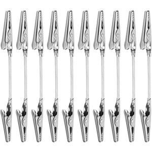 PATIKIL 10 Pcs Double Head Alligator Clip, Metal Long Hose Alligator Clip Memo Clips Strong Clip Picture Note Holders for DIY Note Photo Memo, Silver