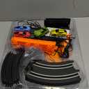 Slot-Car-Race-Track-Sets for Boys Kids, Battery or Electric Race Car Track with 4 High-Speed Slot Cars, Dual Racing Game 2 Hand Controllers Circular Overpass Track, Toys Gifts for 6-8 8-12 Boys Girls (Black)