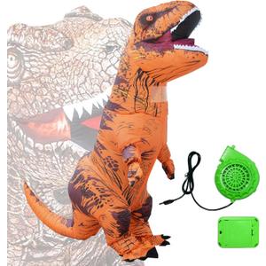 Stand Up Adult Dinosaur Inflatable Costume, Halloween Cosplay Party Christmas Inflatable Dinosaur Costume, Adult Inflatable Dinosaur Costume (Orange) One Size