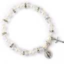 HanlinCC Women's Stretch Rosary Bracelet Beaded Crucifix & Miraculous Medal