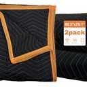 Large moving blankets, 80*72 inches, suitable for furniture moving protection and shipping packaging, quilted furniture pads, extra thick blankets for moving, heavy blanket (black) 2-pack