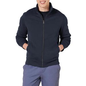 Amazon Essentials Men's Fleece Zip Up Mock Neck Sweatshirt, Midweight, Regular Fit (Blue, L)