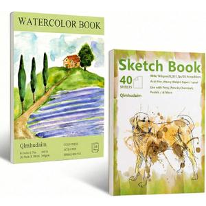 Qlmhudaim Watercolor Paper Pad  A4 (8.2" x 11.7") 140lb/300gsm,Heavyweight Cold Press Paper - for Watercolor, Mixed Media, Drawing & Sketch Book for Kids - Artist Professional & Craft Supplies