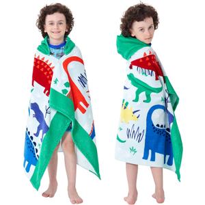 Kids Bath Towels, Kids Towel Girls Boys Hooded Beach,Bathroom,Pool Swim Towels 30 50 INCH Large Size Ultra Absorbent Cute Cartoon Animal Full Vitality 100% Cotton Dinosaur Towel| Dino