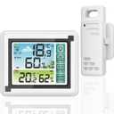 Indoor Outdoor Thermometer Hygrometer Wireless Remote Weather Stations, Humidity Monitor Battery Powered Digital Temperature Gauge with 60m/200ft Range Remote Sensor and Adjustable Backlight