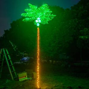 Palm Trees for Outside Patio, 9.5Ft 305 LED Lighting Artificial Palm Tree with Coconuts, Outdoor Pool Tropical Decorations for Home Party Hawaiian Jungle Christmas Nativity Beach Garden Park