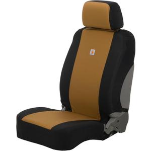 Carhartt Universal Nylon Duck Canvas Fitted BucketSeat Cover, Durable Seat Protection with Rain Defender, Single, Black and Carhartt Brown (One Size)
